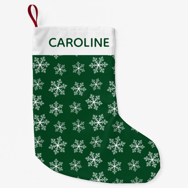 Petite Chaussette De Noël Flocon de Noël vert (Devant)