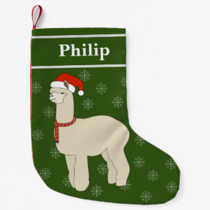 Petite Chaussette De Noël Flocons de neige de Noël Llama illusima Vert