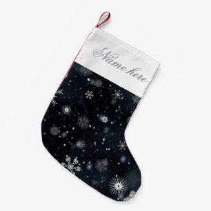 Petite Chaussette De Noël flocons de neige noirs Stockage de Noël personnali