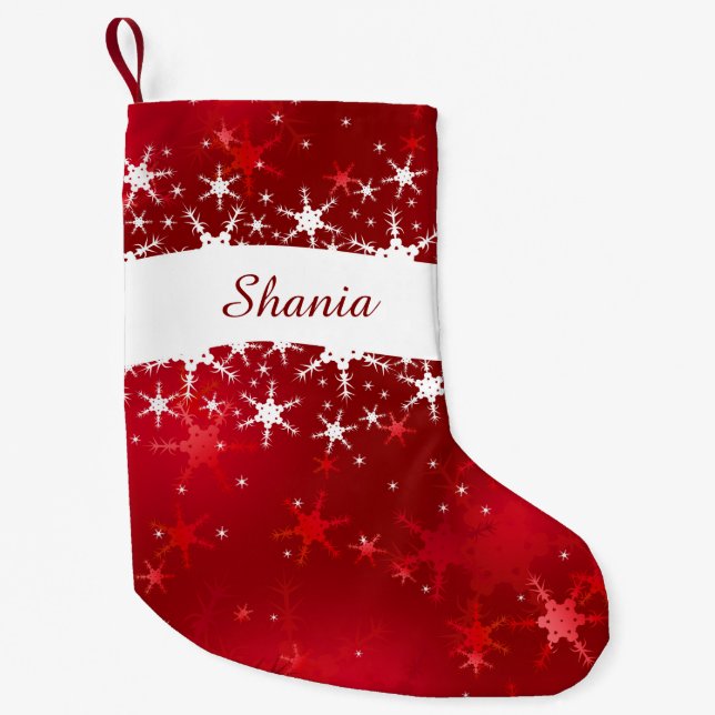 Petite Chaussette De Noël Flocons de neige rouges d'hiver de Noël (Devant)