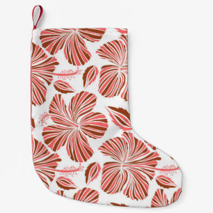 Petite Chaussette De Noël Floral naturel tropical hawaïen aux couleurs marro