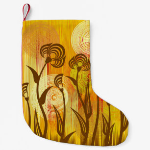 Petite Chaussette De Noël Floral orange : Motif Arrière - plan dynamique