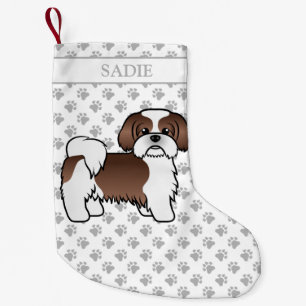 Petite Chaussette De Noël Foie Et Blanc Chih Tzu Cartoon Chien Et Nom