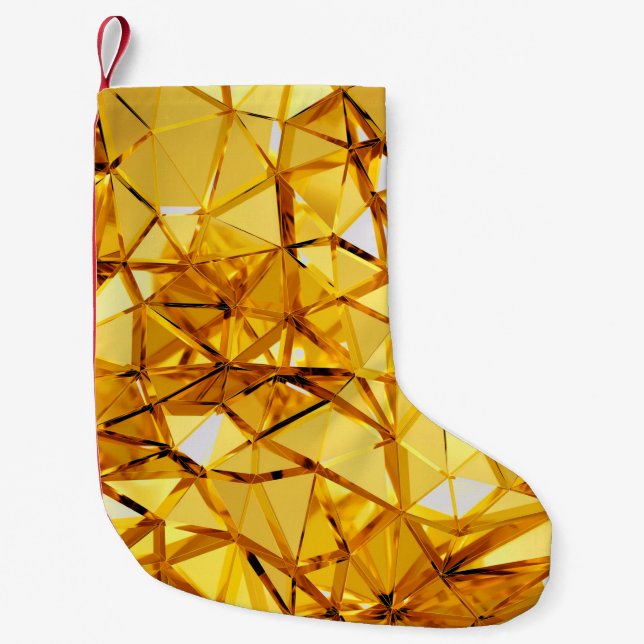 Petite Chaussette De Noël Fond en métal doré géométrique à trois dimensions (Devant)