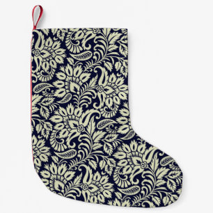 Petite Chaussette De Noël Fond Floral Indien Design Vintage