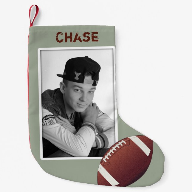 Petite Chaussette De Noël Football Ado Photo Boy's Christmas Stocking (Devant)