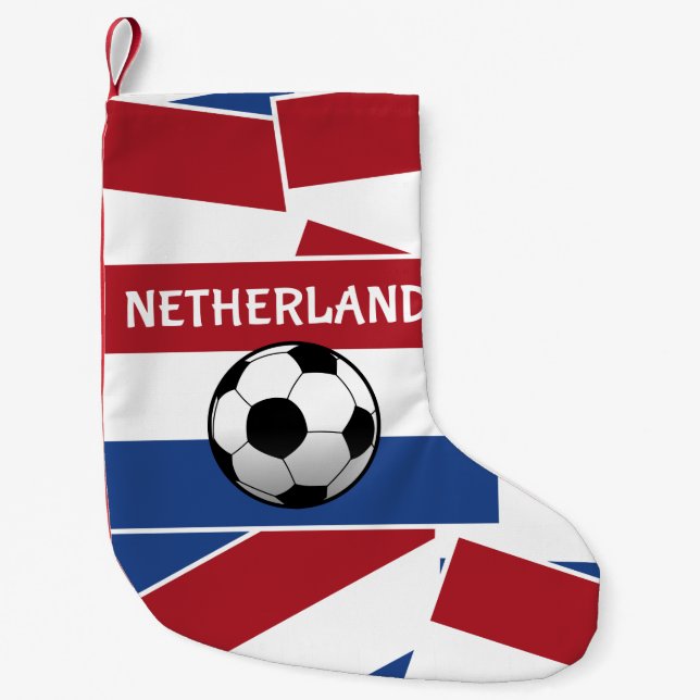 Petite Chaussette De Noël Football drapeau Pays-Bas (Devant)