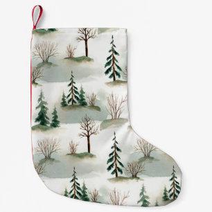 Petite Chaussette De Noël Forêt d'hiver : Flou vert à main