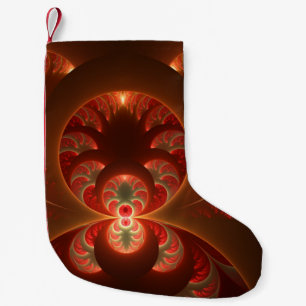 Petite Chaussette De Noël Fractale moderne abstraite lumineuse orange rouge