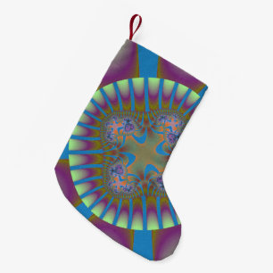 Petite Chaussette De Noël Fractale violet coloré, bleu clair et vert pâle