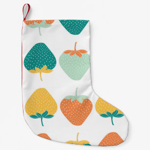 Petite Chaussette De Noël Fraises multicolores : Motif Vintage de fruits.