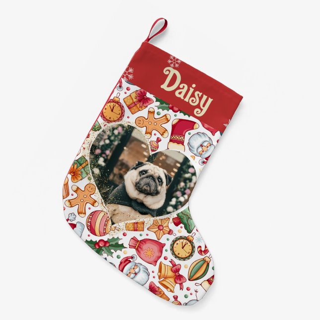 Petite Chaussette De Noël Frame du coeur Pain d'épice Personnalisé Animaux d (Devant (Accrochage))