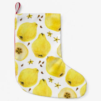 Petite Chaussette De Noël Fruits de coing jaune frais, aquarelle sans passe