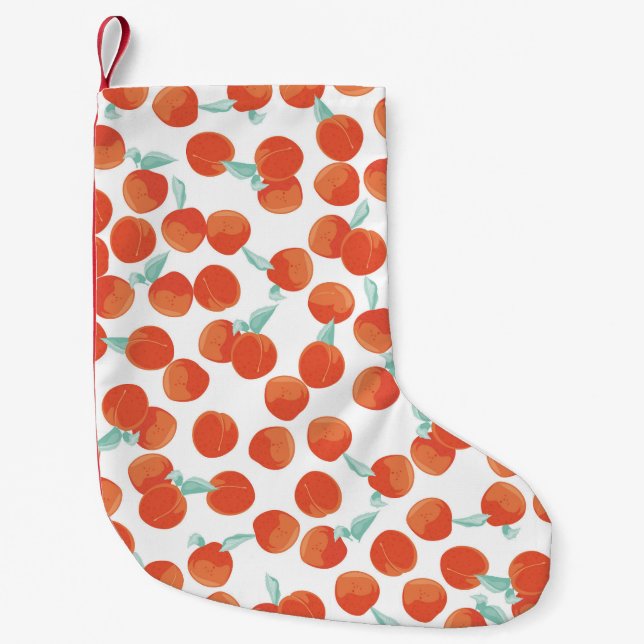 Petite Chaussette De Noël Fruits de pêche, motif d'été. (Devant)