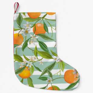 Petite Chaussette De Noël Fruits Orange Floral : Vintage sans couture.