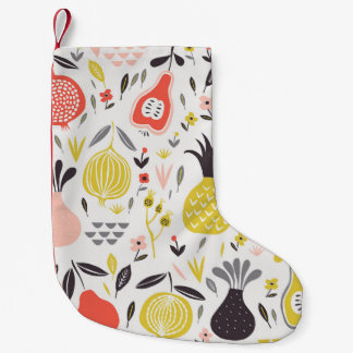Petite Chaussette De Noël Fruits vintages, fleurs : motif sans soudure.