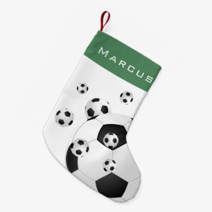 Petite Chaussette De Noël Fun Football Ballons Nom Vert Enfants