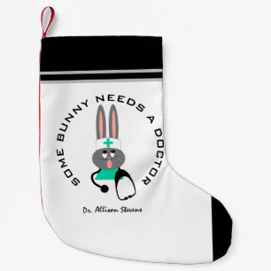 Petite Chaussette De Noël Funny Doctor Médicale Bunny White Personnalisé