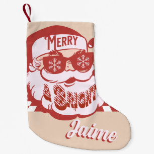 Petite Chaussette De Noël Funny Père Noël Retro Rouge rose Noël