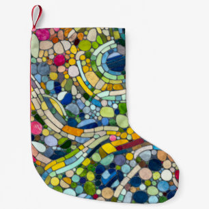 Petite Chaussette De Noël Galets colorés Art Mosaïque
