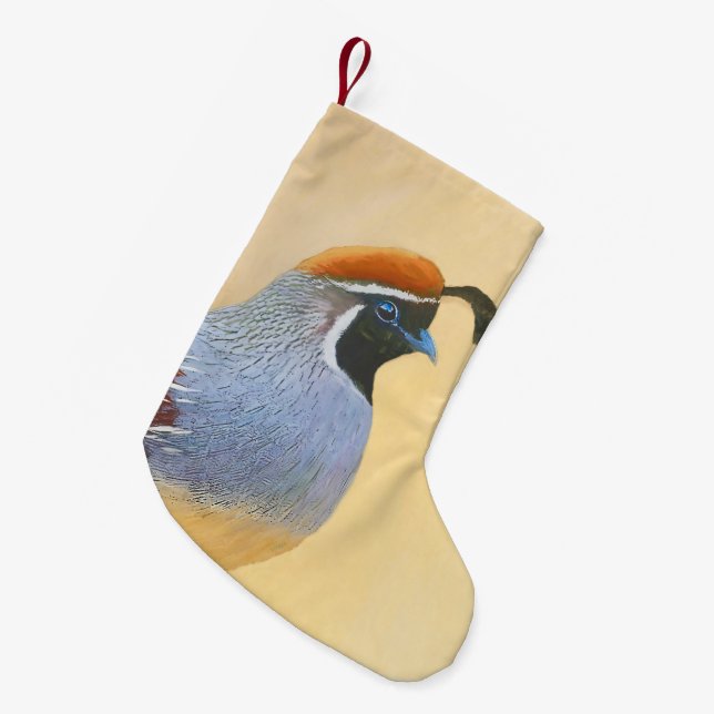 Petite Chaussette De Noël Gambrel's Quail Painting Original Bird Art (Devant (Accrochage))