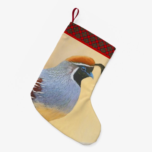 Petite Chaussette De Noël Gambrel's Quail Painting Original Bird Art (Devant (Accrochage))