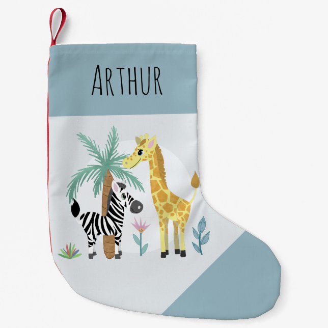 Petite Chaussette De Noël Garçons Cute & Fun Safari Animaux Jungle Enfants (Devant)