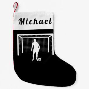 Petite Chaussette De Noël Gardien du gardien de but de football Noir et blan