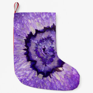 Petite Chaussette De Noël Géode d'âge violet de plumes