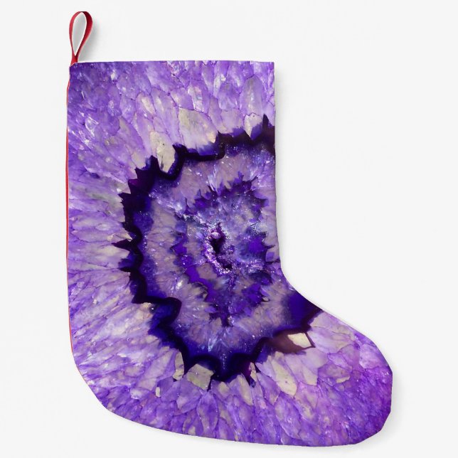Petite Chaussette De Noël Géode d'âge violet de plumes (Devant)