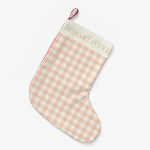 Petite Chaussette De Noël Gingham Vichy Carreaux Buffalo Vérifié Plaid Nom