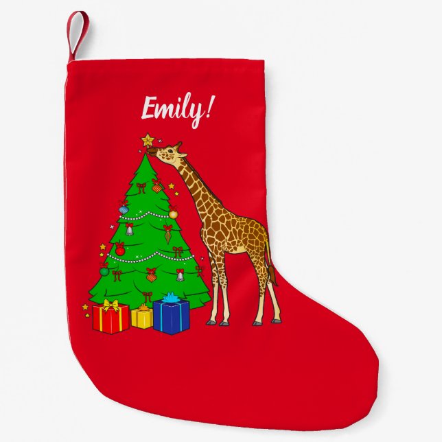 Petite Chaussette De Noël Girafe décorer l'arbre de Noël avec l'étoile Grand (Devant)