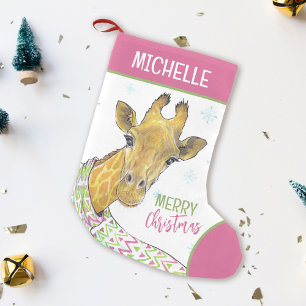 Petite Chaussette De Noël Girafe en foulard de Noël Mel hiver Art animal