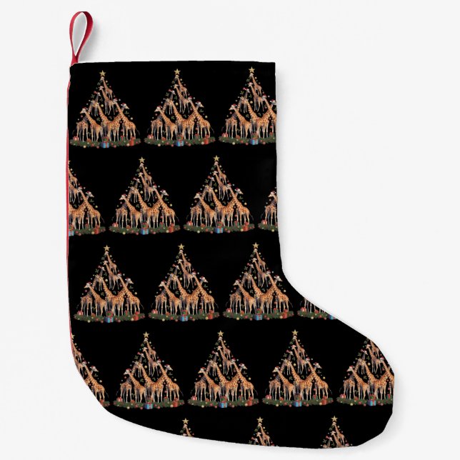 Petite Chaussette De Noël Giraffe Christmas Tree Santa African Wildlife Farm (Devant)
