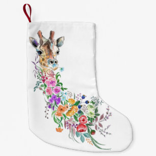 Petite Chaussette De Noël Giraffe Fleurs Noël Stocker