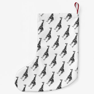 Petite Chaussette De Noël Giraffe Silhoutte noir et gris