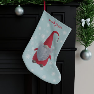 Petite Chaussette De Noël Gnome Snowflakes Turquoise Noël Stocker