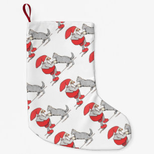 Petite Chaussette De Noël Gnome tenant des pattes de chat