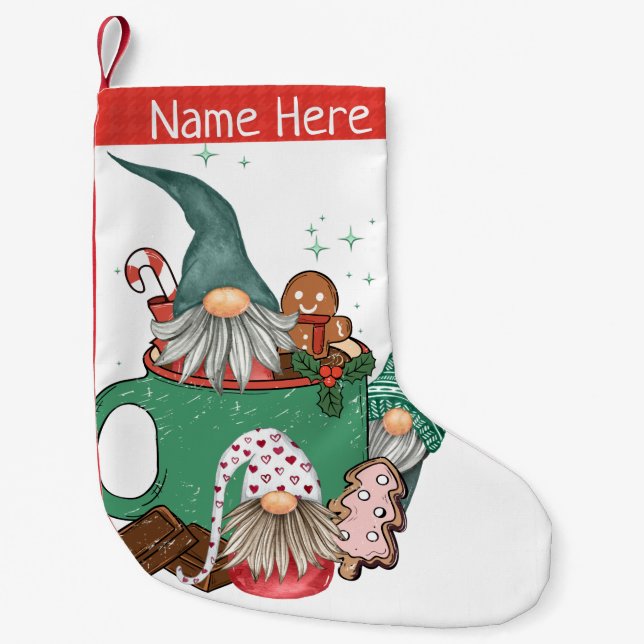 Petite Chaussette De Noël Gnomes et cacao (Devant)