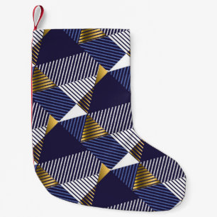 Petite Chaussette De Noël Gold Blue Luxe : Motif géométrique sans couture