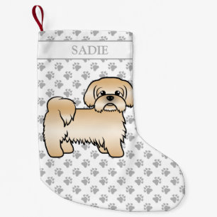 Petite Chaussette De Noël Gold Shih Tzu Cute Cartoon Chien & Nom
