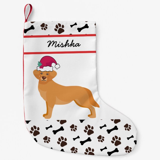 Petite Chaussette De Noël Golden Retriever Chien Noël, Custom Chien Nom (Devant)
