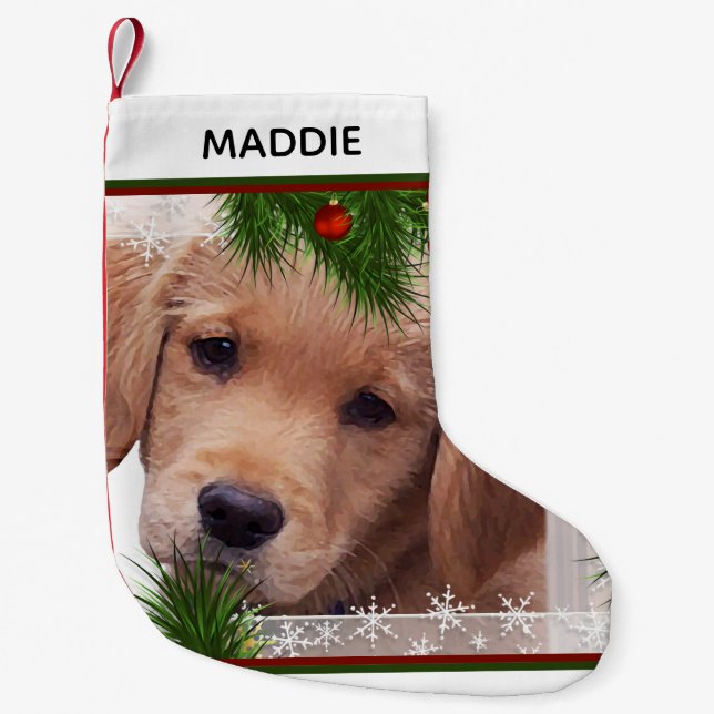 Petite Chaussette De Noël Golden Retriever Noël - Chien mignon chiot (Devant)