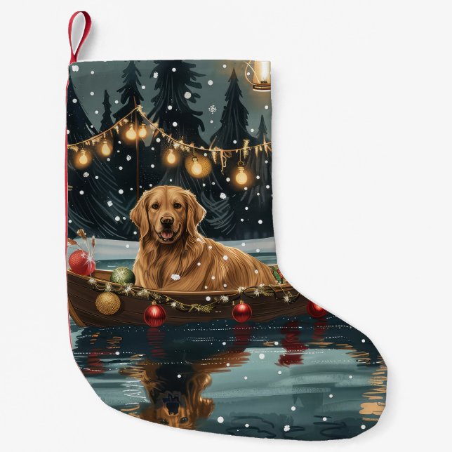 Petite Chaussette De Noël Golden Retriever Noël Festive Voyage (Devant)
