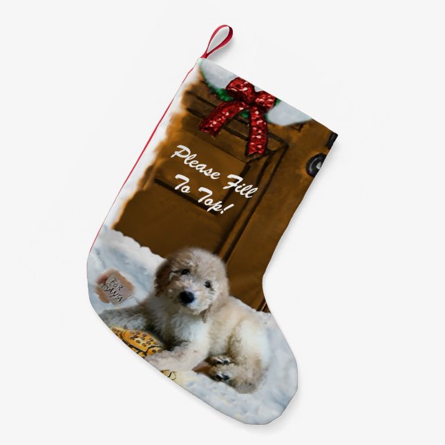 Petite Chaussette De Noël Goldendoodle Joyeux Noël (Devant (Accrochage))