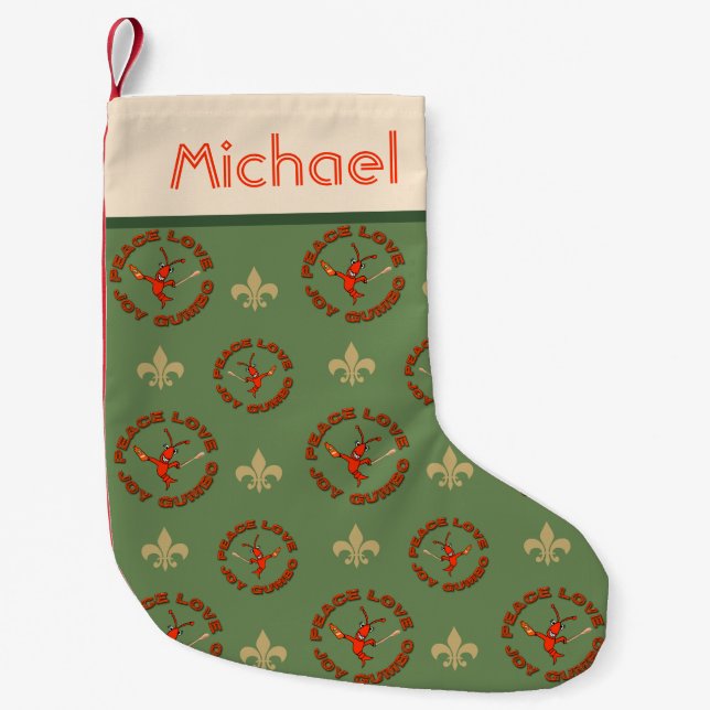 Petite Chaussette De Noël Gombo de joie de paix d'écrevisses de Cajun (Devant)