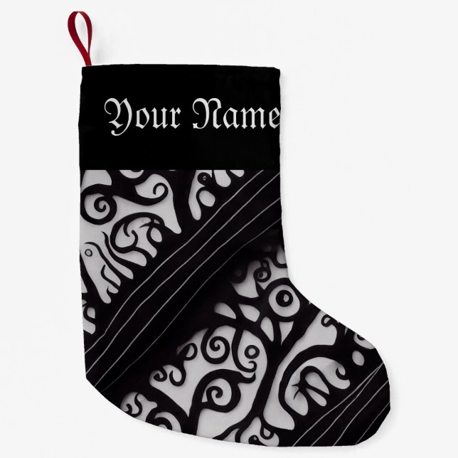 Petite Chaussette De Noël Goth Noir et Blanc Noël Stocking (Devant)