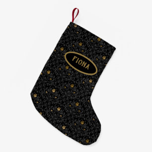 Petite Chaussette De Noël Gothique noir Rose Damask Personnalisé