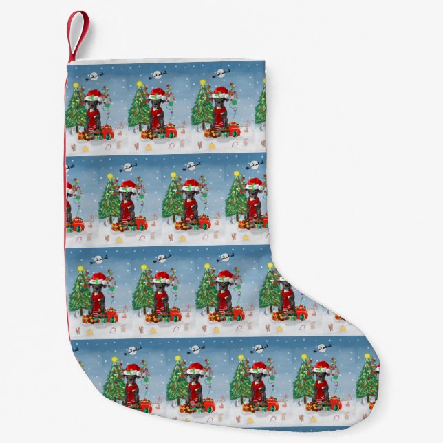 Petite Chaussette De Noël Grand chien Danois avec cadeaux de Noël (Devant)
