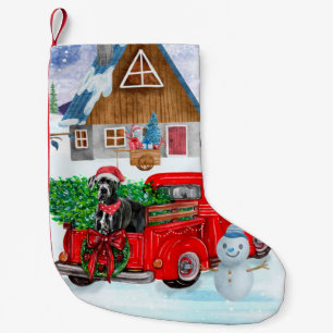 Petite Chaussette De Noël Grand Danois dans un camion de livraison de Noël s